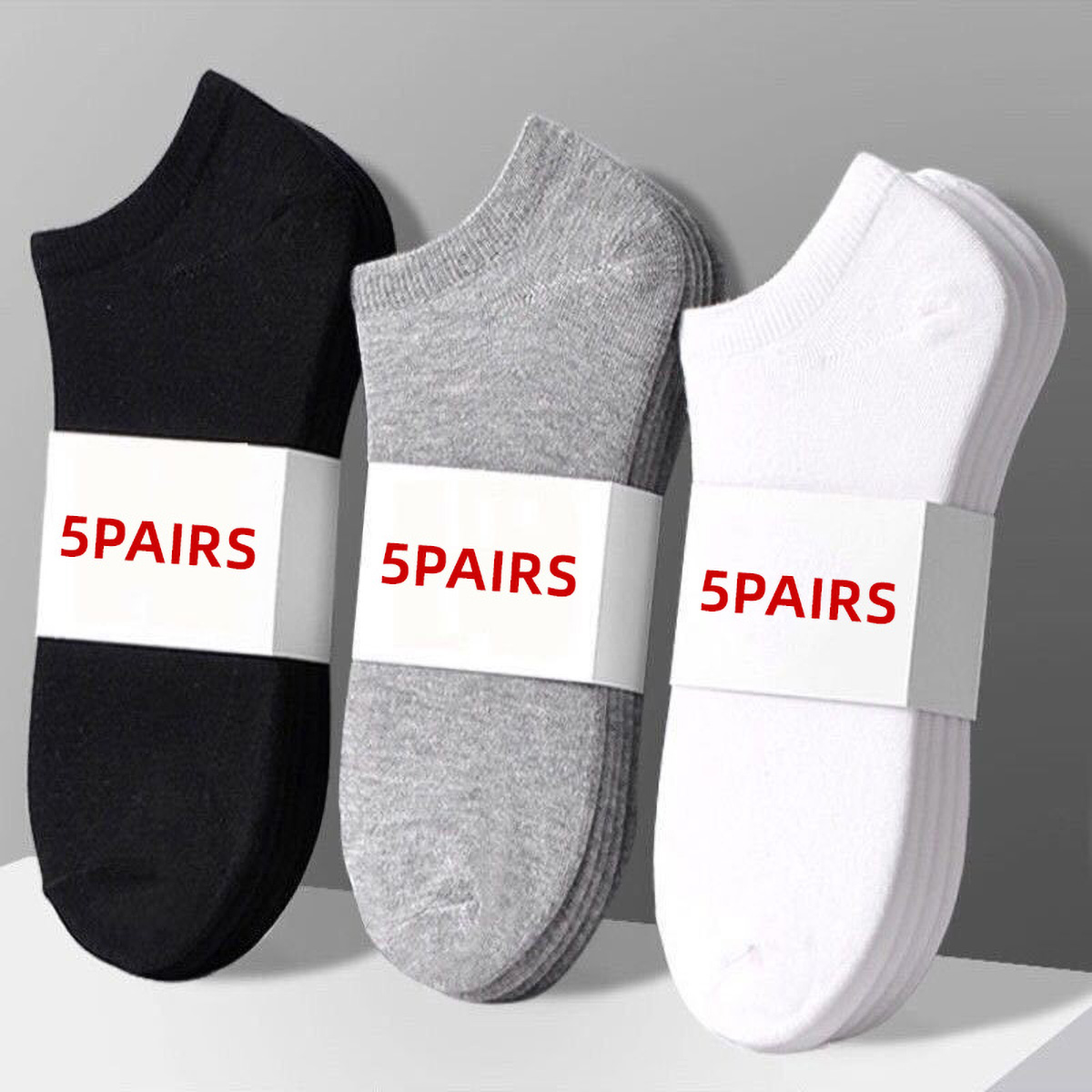 No Show Sock Women - 5 أزواج للجنسين عادية عادي اللون