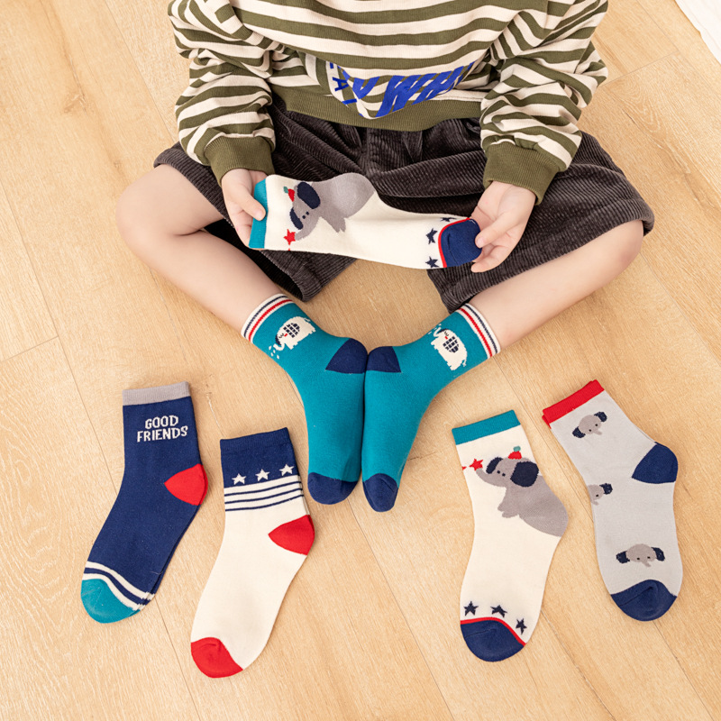 Cotton Crew Sock Pack - عبوة من 5 جوارب للأولاد بتصميم