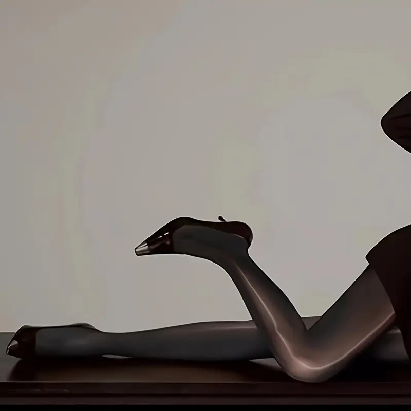 Tights Pantyhose Sheer - جوارب نسائية لامعة سوداء عالية الخصر،